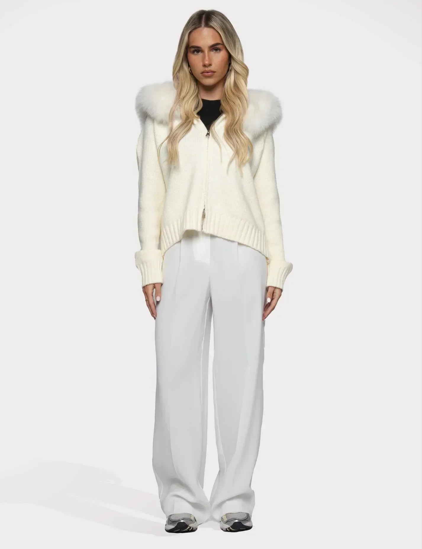 Janelle Veste Femme – Veste en Laine Élégante avec Capuche Doublée de Fourrure