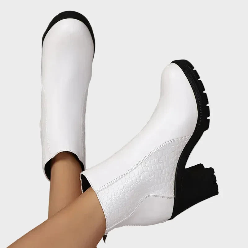 Karine - Chaussures en cuir à talons épais