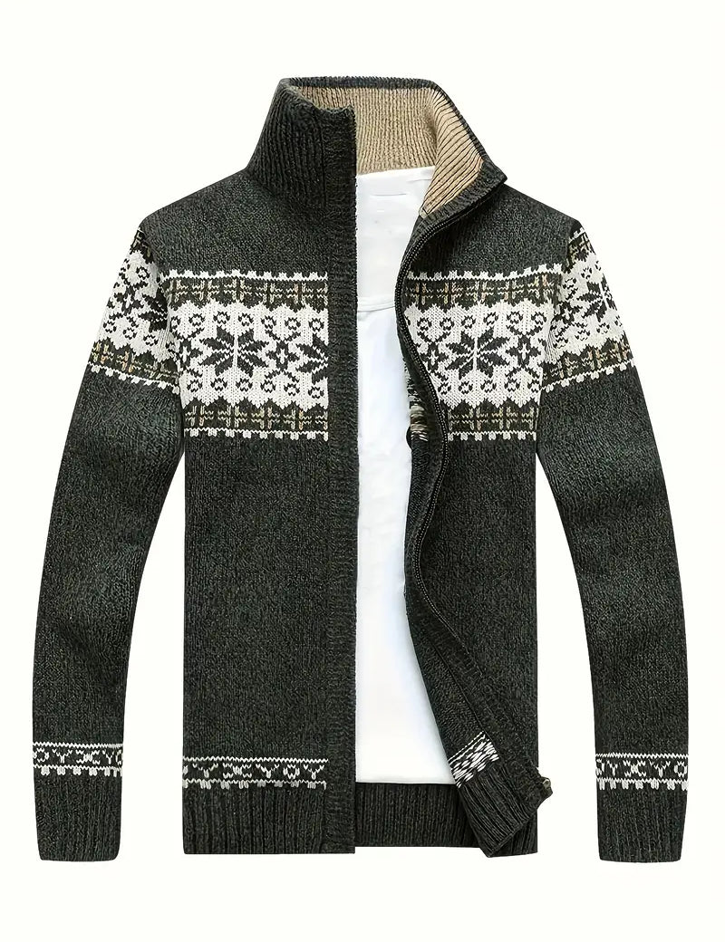 Lars Cardigan Homme Tricot Norvégien Zippé – Col Montant & Confort Hivernal