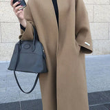 Zareen Manteau Long Femme – Coupe Croisée Élégante Sans Boutons & Style Intemporel