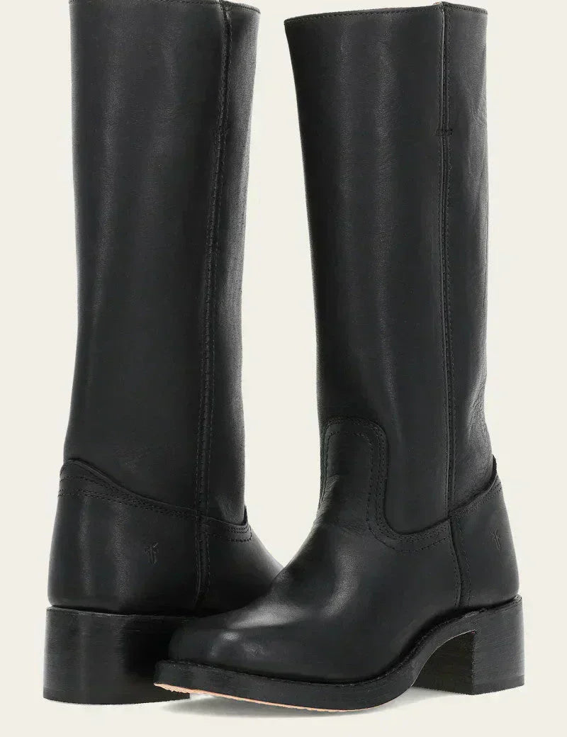 Shaina Bottes Western Femme – Bottes Hautes à Talon Bloc avec Look Cuir & Style Iconique