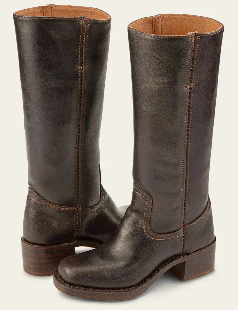 Shaina Bottes Western Femme – Bottes Hautes à Talon Bloc avec Look Cuir & Style Iconique