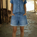 Stefania - ensemble court et confortable en denim pour femme - vue 2