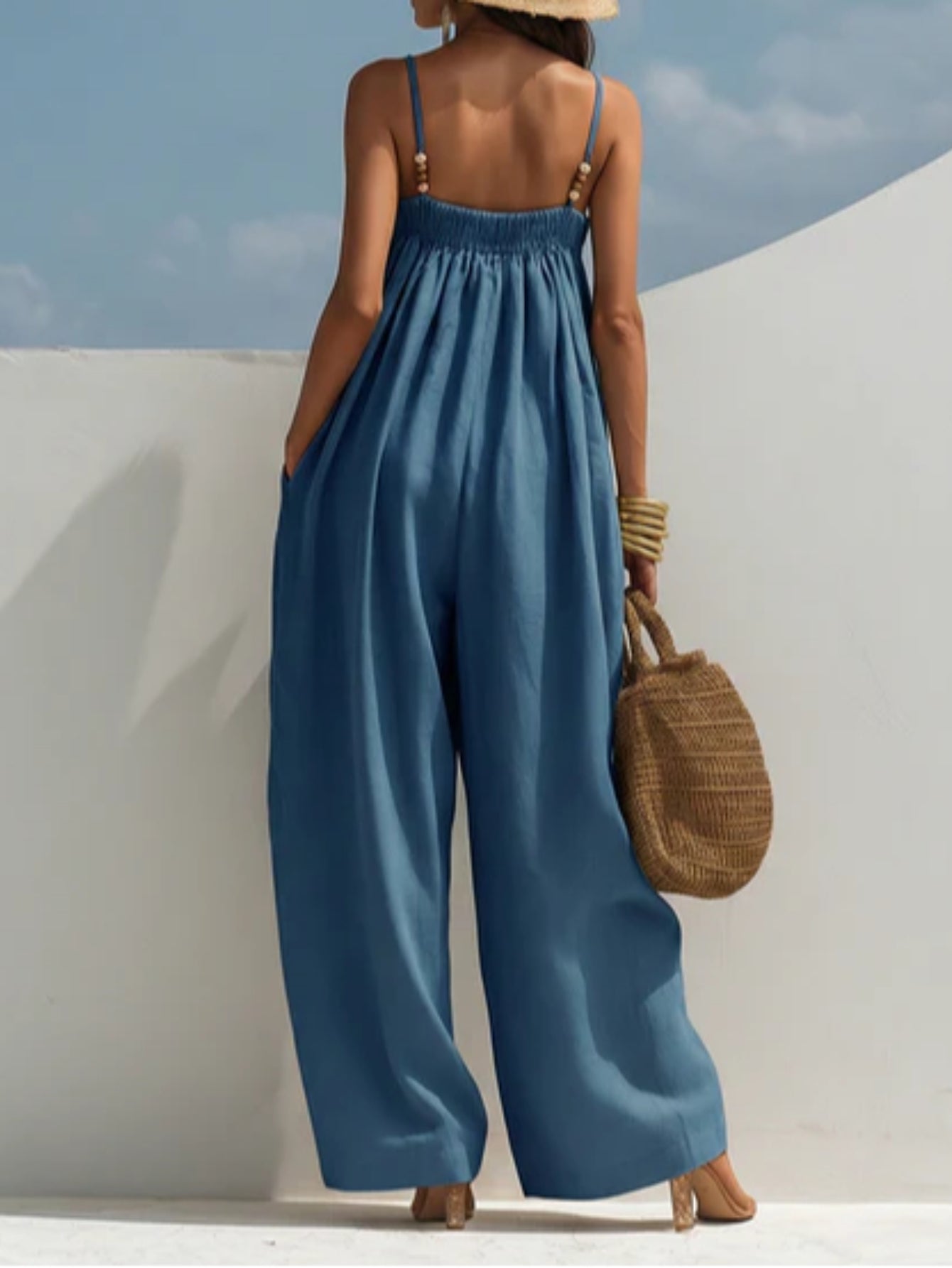 Monica - combinaison en denim à jambes larges pour femme - vue 4