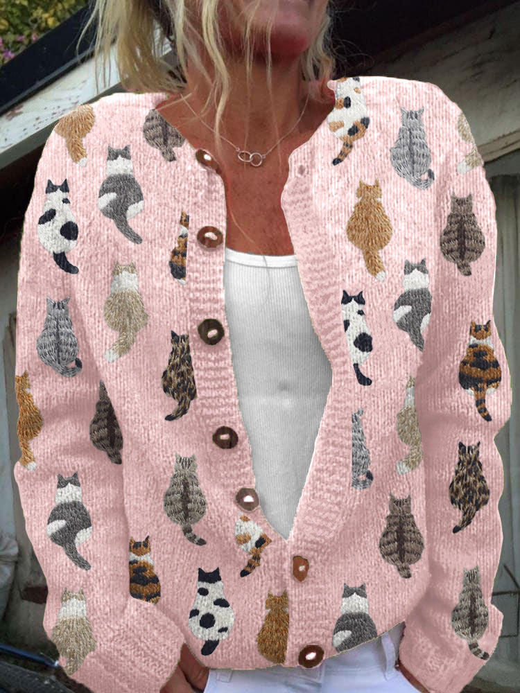 Charlotte - Cardigan à motif de chats - vue détaillée