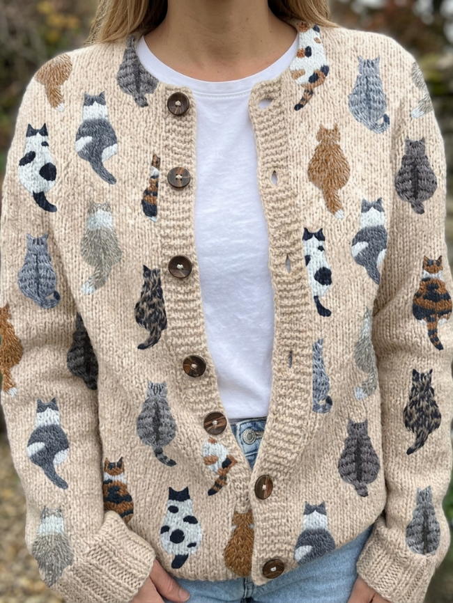 Charlotte - Cardigan à motif de chats - vue d'ensemble