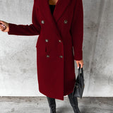 Charlotte Manteau Femme Laine Élégant – Coupe Longue, Revers Classiques & Style Intemporel