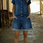 Stefania - ensemble court et confortable en denim pour femme