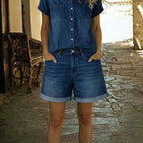 Stefania - ensemble court et confortable en denim pour femme