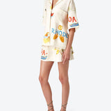 Stella Ensemble en Lin Femme – Coordonné Estival avec Imprimé Tropical, Chemise Légère & Short Confortable