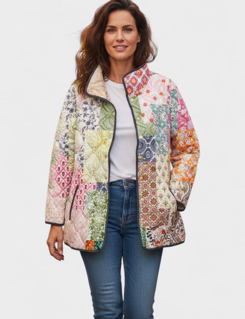 Diane - Veste matelassée patchwork aux tons pastel - vue d'ensemble