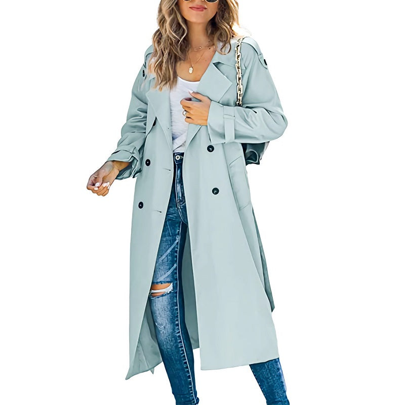 Brielle Trench Long Femme – Élégant, Léger & Idéal pour Printemps et Automne