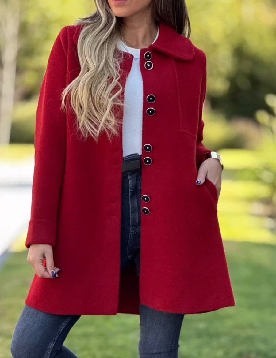 Carp Manteau Femme Élégant – Manteau en Laine Mélangée avec Boutonnage Classique