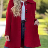 Carp Manteau Femme Élégant – Manteau en Laine Mélangée avec Boutonnage Classique