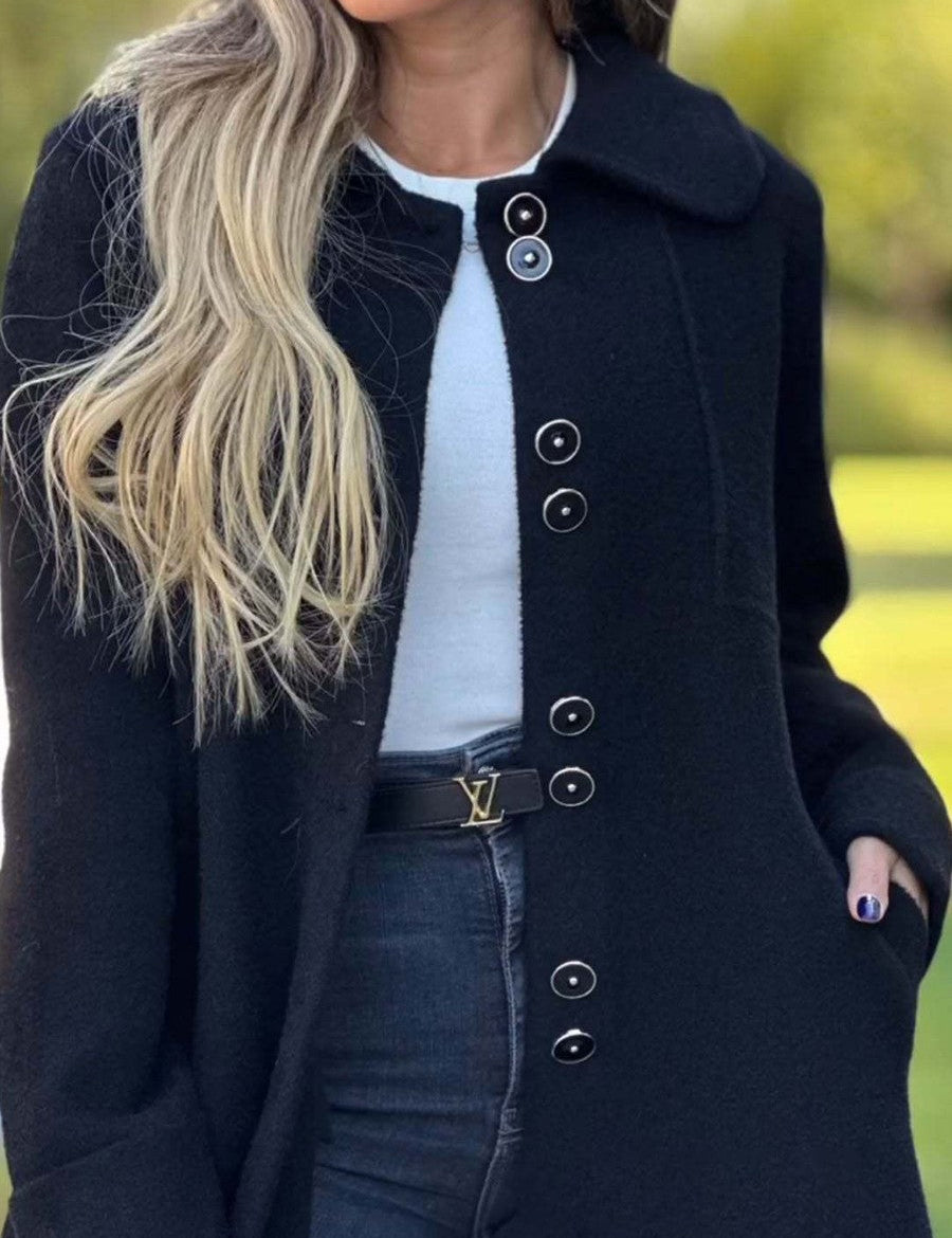 Carp Manteau Femme Élégant – Manteau en Laine Mélangée avec Boutonnage Classique