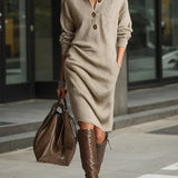 Desiree Robe Midi Femme – Coupe Confort avec Boutonnage au Col Style Élégant Quotidien