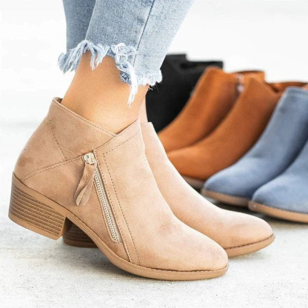 Maeve Bottes Femme à Plateforme en Daim – Cuir Élégant, Confort Optimal & Fermeture Zip Latérale Pratique