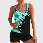 Flor – Tankini fleuri avec short, effet ventre plat - vue 2