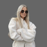 Via Bomber Femme Oversize en Bouclé – Veste Texturée Élégante & Confort Moderne