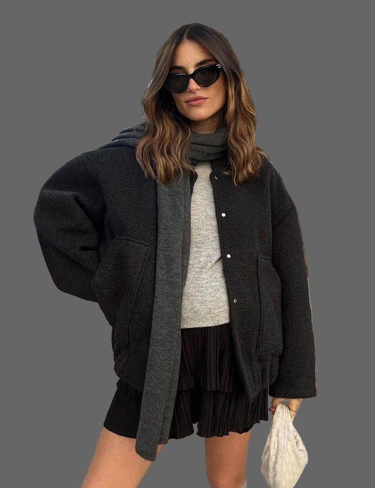 Via Bomber Femme Oversize en Bouclé – Veste Texturée Élégante & Confort Moderne