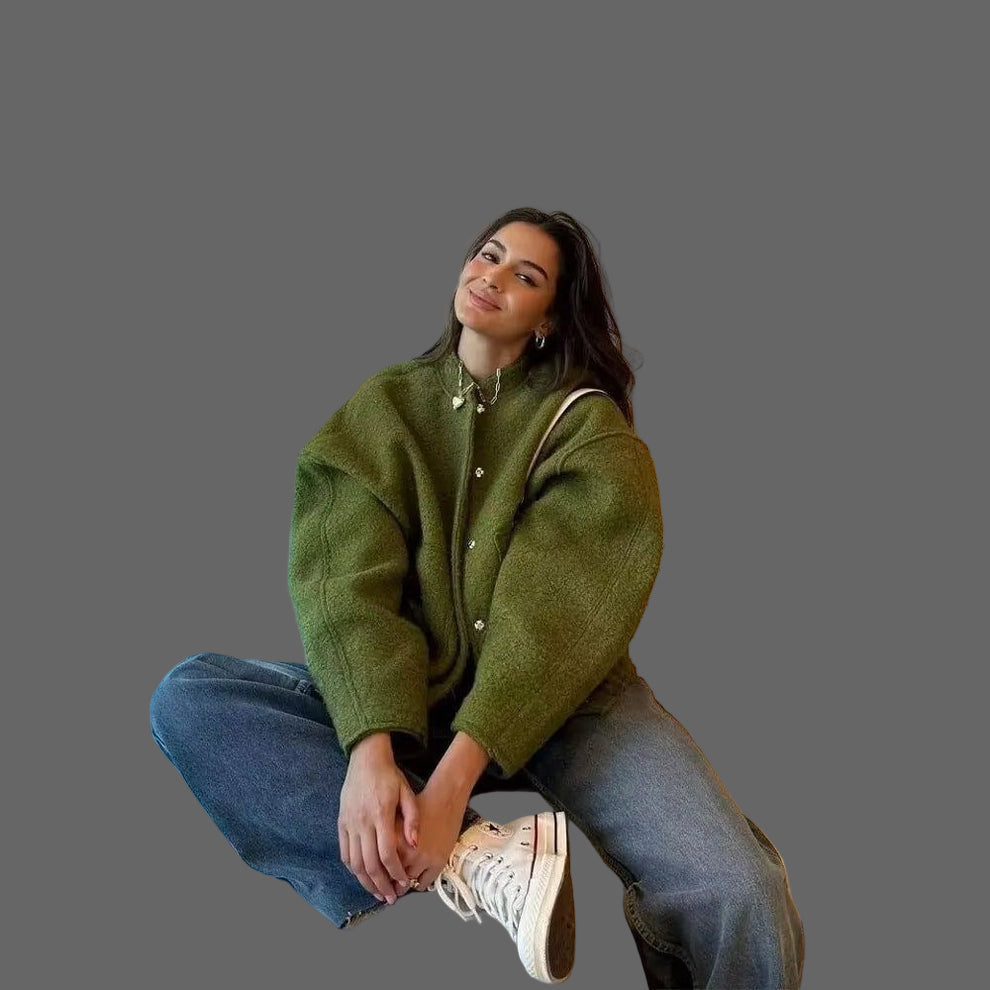 Via Bomber Femme Oversize en Bouclé – Veste Texturée Élégante & Confort Moderne