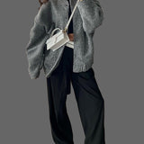 Via Bomber Femme Oversize en Bouclé – Veste Texturée Élégante & Confort Moderne