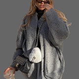 Via Bomber Femme Oversize en Bouclé – Veste Texturée Élégante & Confort Moderne