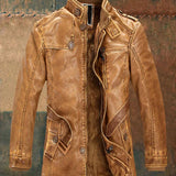 Shon Veste Homme Cuir Vintage – Style Rétro Élégant avec Doublure Chaude & Boutons Classiques