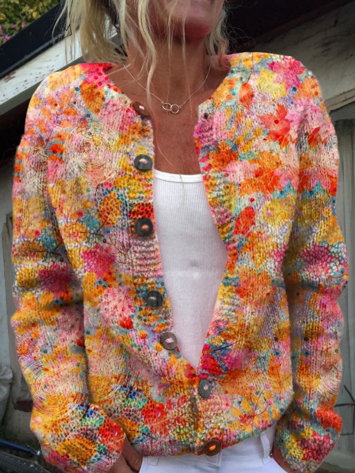 Éliane - Cardigan à motif floral coloré - vue d'ensemble