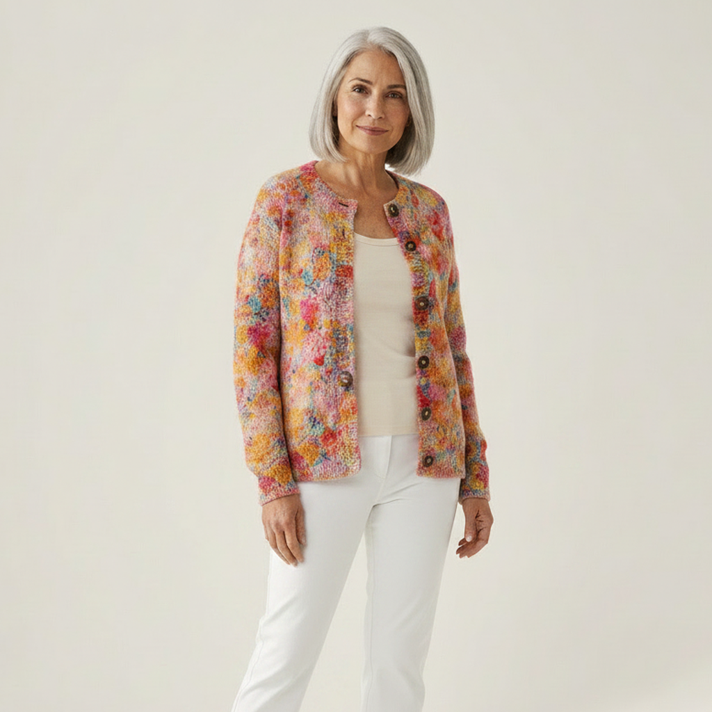 Éliane - Cardigan à motif floral coloré - vue de face