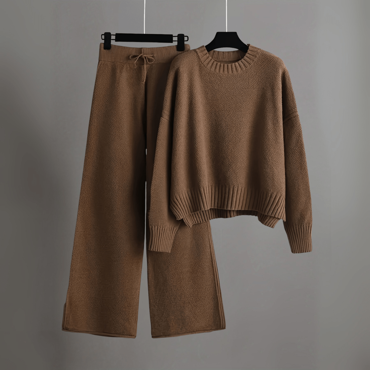 Hella Ensemble Femme 2 Pièces – Pull & Pantalon Large Coupe Relax en Polyester Biologique