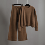 Hella Ensemble Femme 2 Pièces – Pull & Pantalon Large Coupe Relax en Polyester Biologique