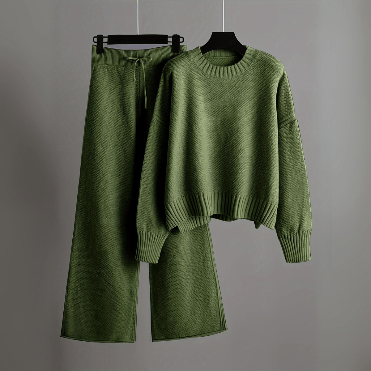 Hella Ensemble Femme 2 Pièces – Pull & Pantalon Large Coupe Relax en Polyester Biologique