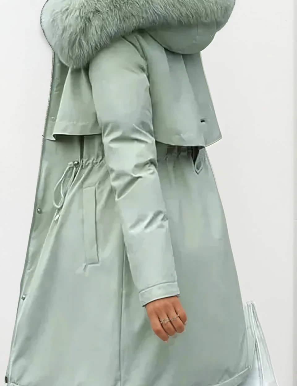 Gillian Manteau Faux Fur Femme – Manteau d’Hiver Luxe Coupe A-Ligne Élégante