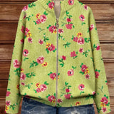 Émeline - Gilet vert à motif floral - vue détaillée
