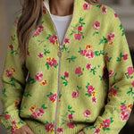 Émeline - Gilet vert à motif floral - vue d'ensemble
