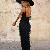 Angelina Robe Maxi Femme – Robe Rouge à Volants, Sensuelle & Glamour