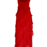 Angelina Robe Maxi Femme – Robe Rouge à Volants, Sensuelle & Glamour
