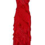 Angelina Robe Maxi Femme – Robe Rouge à Volants, Sensuelle & Glamour