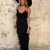 Angelina Robe Maxi Femme – Robe Rouge à Volants, Sensuelle & Glamour