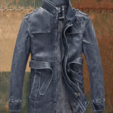 Shon Veste Homme Cuir Vintage – Style Rétro Élégant avec Doublure Chaude & Boutons Classiques