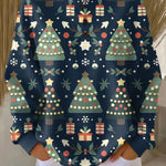 Fanny - Pull de Noël bleu nuit à sapins - vue d'ensemble