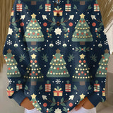 Fanny - Pull de Noël bleu nuit à sapins - vue d'ensemble