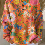 Faustine - Pull orange à fleurs - vue d'ensemble