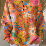 Faustine - Pull orange à fleurs - vue d'ensemble