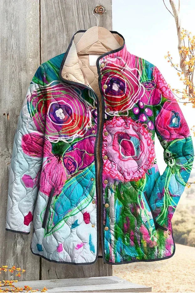 Firmine - Veste matelassée à motif floral abstrait - vue détaillée