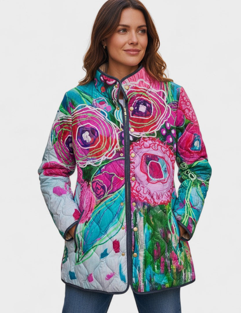Firmine - Veste matelassée à motif floral abstrait - vue d'ensemble