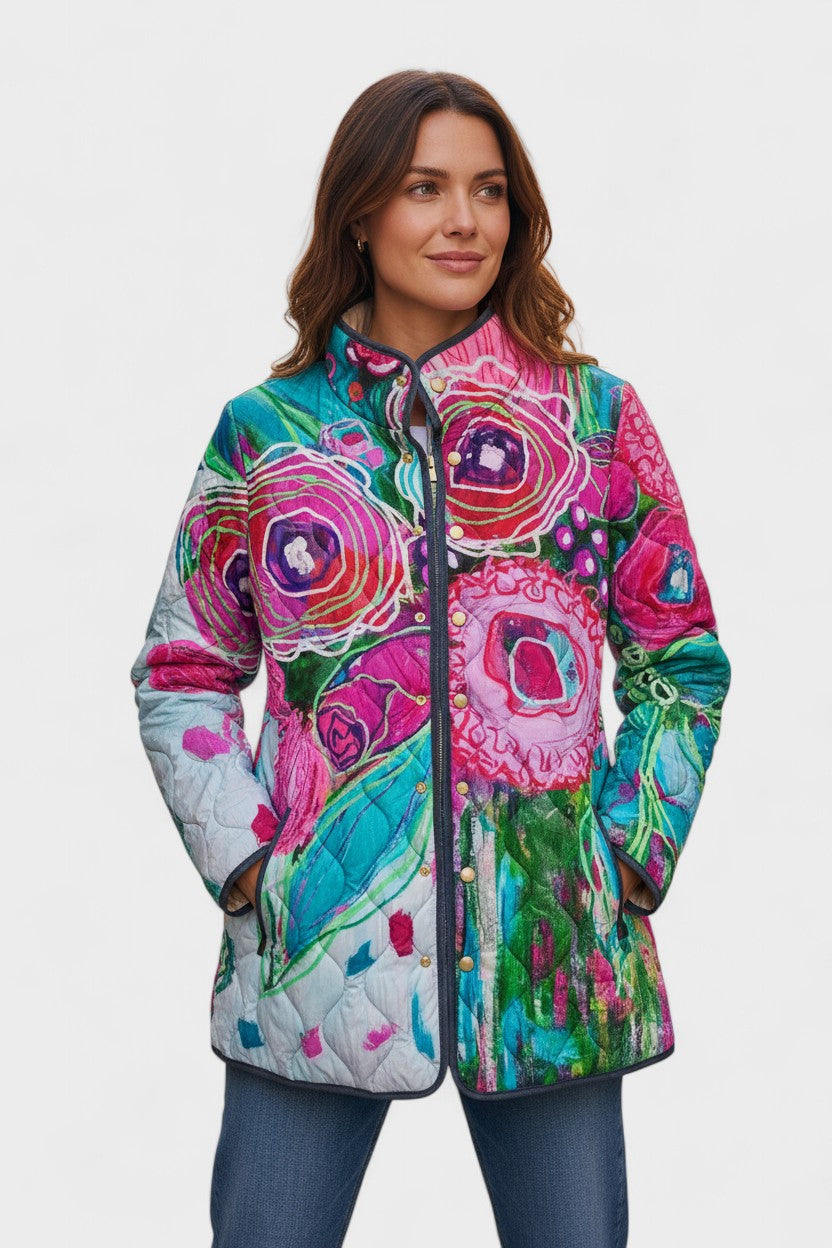 Firmine - Veste matelassée à motif floral abstrait - vue d'ensemble