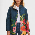 Florie - Veste matelassée bleu marine à motif floral - vue d'ensemble