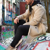 Gian Trench-Coat Homme Classique Double Boutonnage – Col Revers avec Ceinture Ajustable